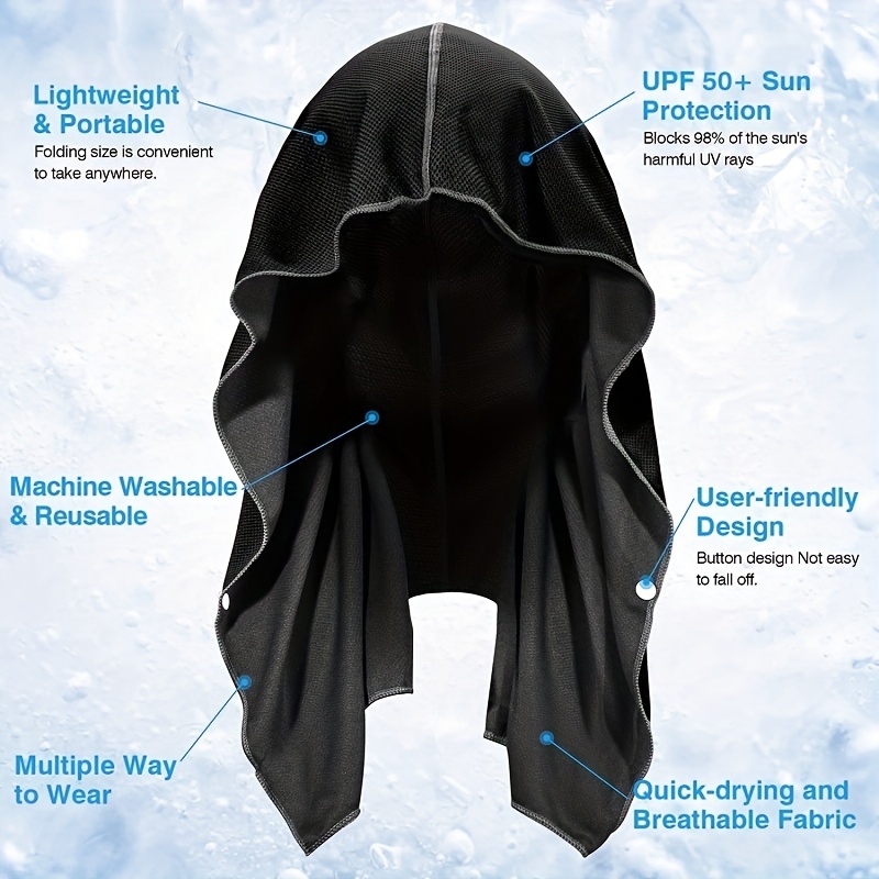 Outdoor Sport Hoodie - منشفة بقلنسوة للتبريد على الشاطئ والتخييم