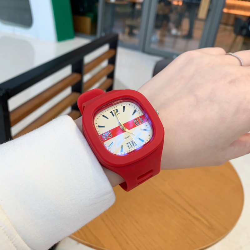 Outdoor Sport Watch - ساعة إلكترونية مربعة من السيليكون، ساعة
